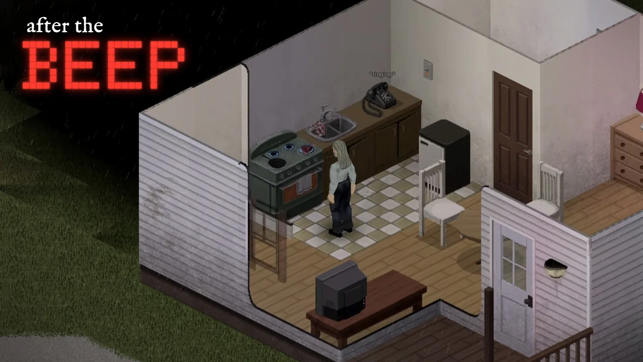 After The Beep: a kitchen with a ringing phone