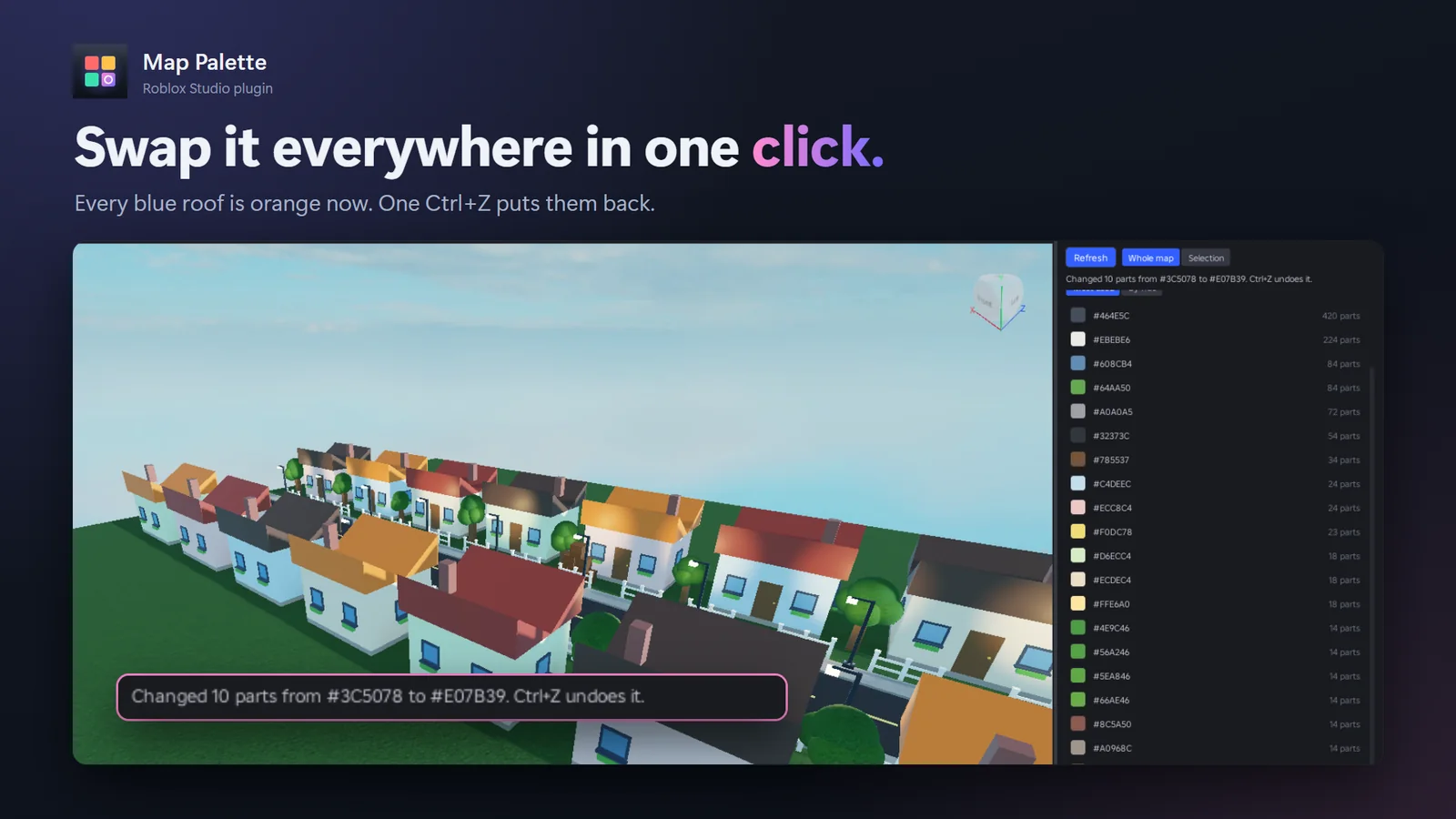 Map Palette swapping a color across a town